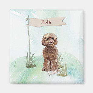Anpassat namn Brown Cockapoo Pet-Hund Magnet