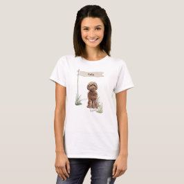 Anpassat namn Brown Cockapoo Pet Hund T Shirt