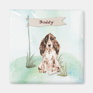 Anpassat namn Brown Cocker Spansk Pet Hund Magnet