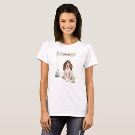Anpassat namn Brown Cocker Spansk Pet Hund T Shirt