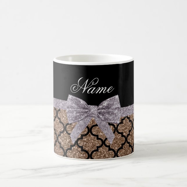 Anpassat namn brunt glitter moroccan silver-bog kaffemugg (Center)