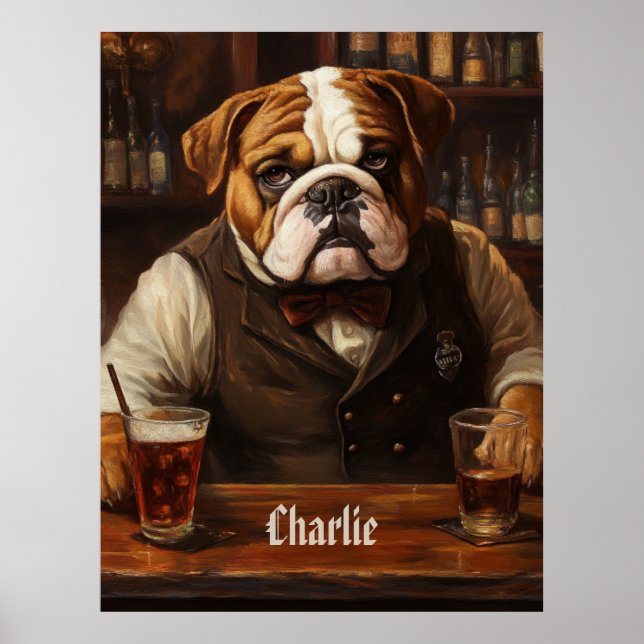 Anpassat namn Bulldog Bartender Poster (Framsidan)