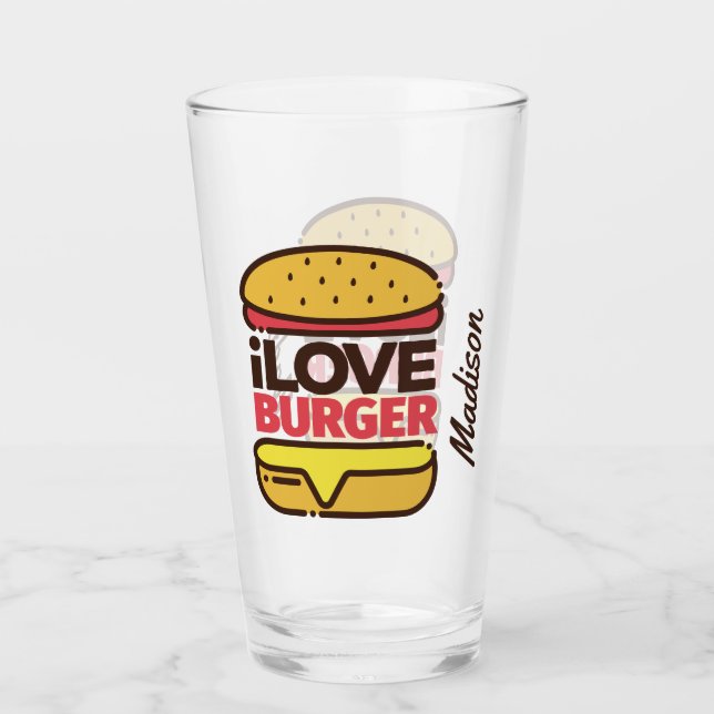 Anpassat namn Burger Älskare pint-glas Glaskopp (Framsida)