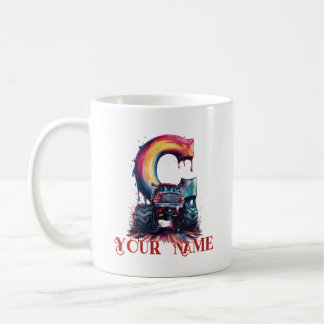 Anpassat namn 'C' Lermaskin Monstrous Truck Kaffemugg