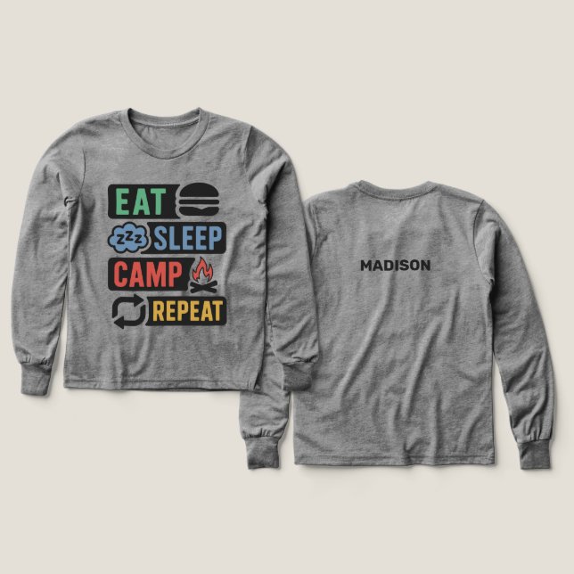 Anpassat Namn Camping T Shirt (Design framsida och baksida)