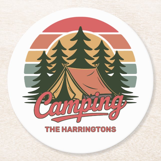 Anpassat namn camping underlägg papper rund (Framsidan)