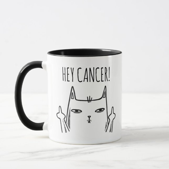 Anpassat namn Cancer Cheer up Gift Cat Mitten Fing Mugg (Vänster)