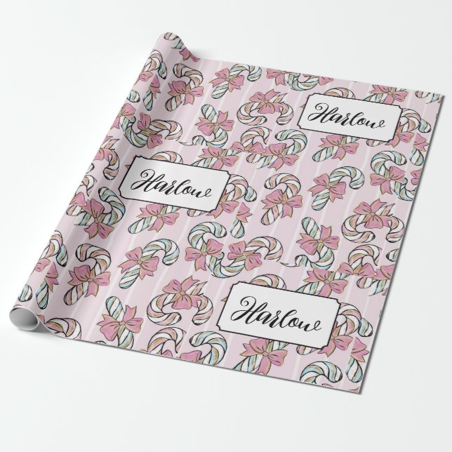 Anpassat namn Candy cane jul Presentpapper (Utrullad)