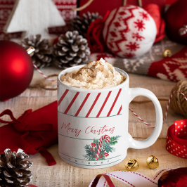 Anpassat namn | Candy cane och Röda Randen Jul Kaffemugg
