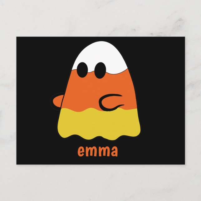 anpassat namn | CANDY CORN GHOST Halloween-orange Vykort (Framsida)