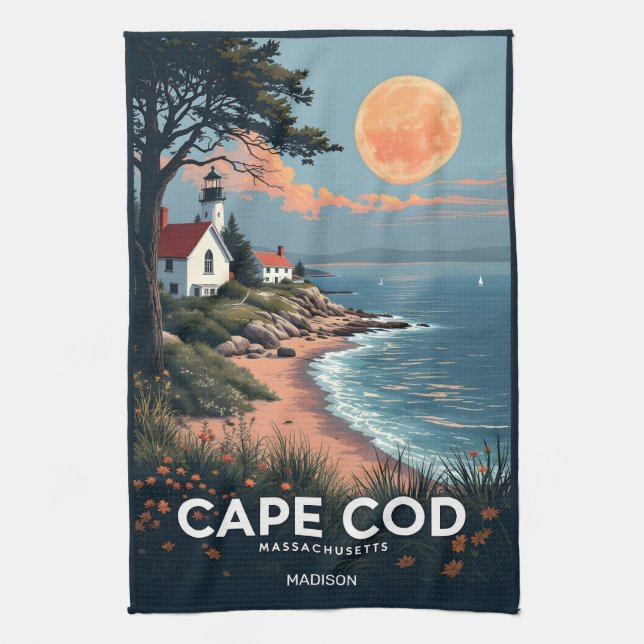 Anpassat namn Cape Cod Massachusetts Kökshandduk (Vertikal)