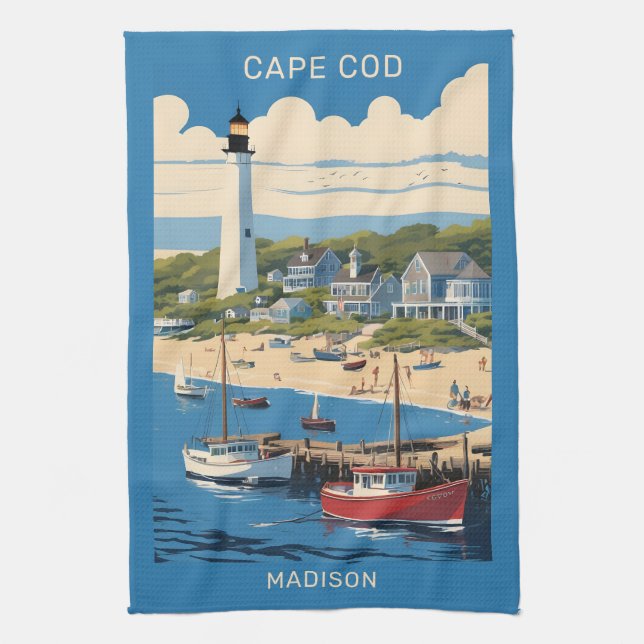Anpassat namn Cape Cod Massachusetts Kökshandduk (Vertikal)