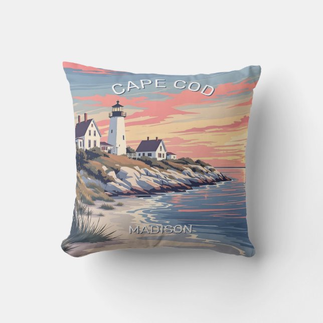Anpassat namn Cape Cod Massachusetts Kudde (Framsida)