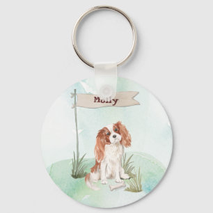 Anpassat namn Cavalier Kung Charles Spain Pet Hund Nyckelring