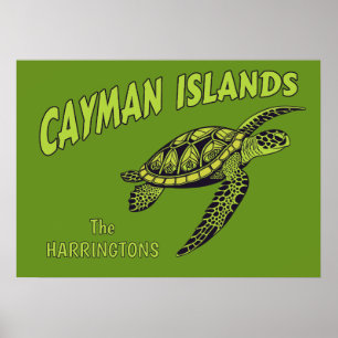 Anpassat namn Caymanöarna Sea Turtle Poster