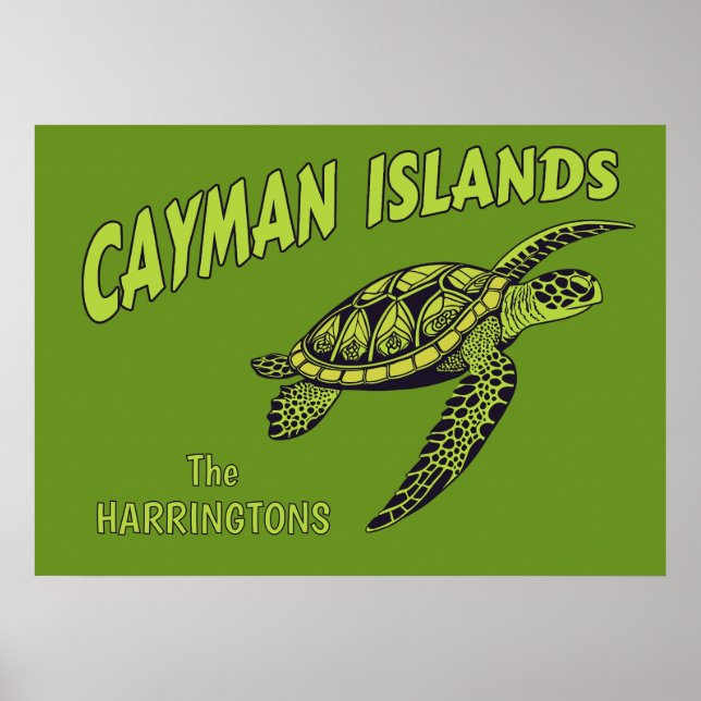Anpassat namn Caymanöarna Sea Turtle Poster (Framsidan)