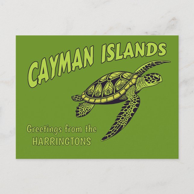 Anpassat namn Caymanöarna Sea Turtle Vykort (Framsida)