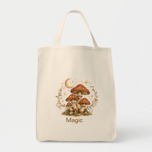 Anpassat Namn Celestial Mushroom Magic Tote Bag Tygkasse (Framsidan)