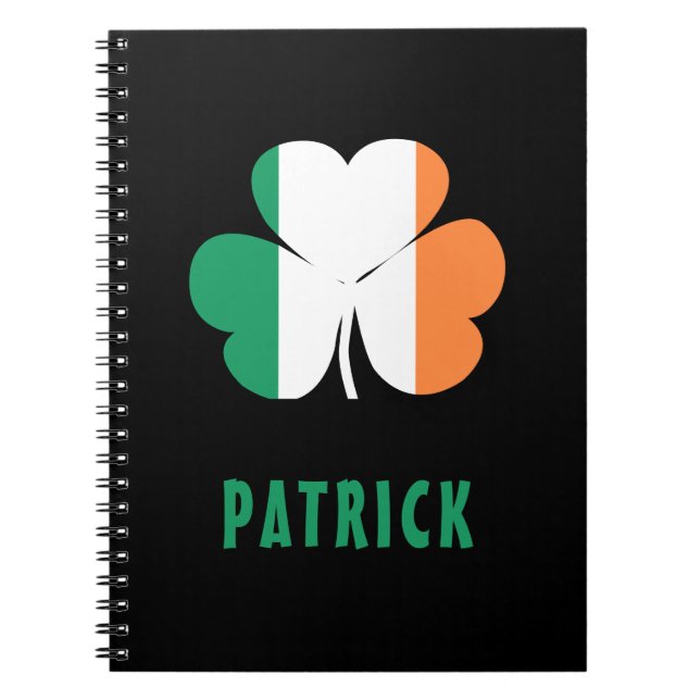 Anpassat namn Celtic Ireland Shamrock Irish Flagga Anteckningsbok (Framsidan)
