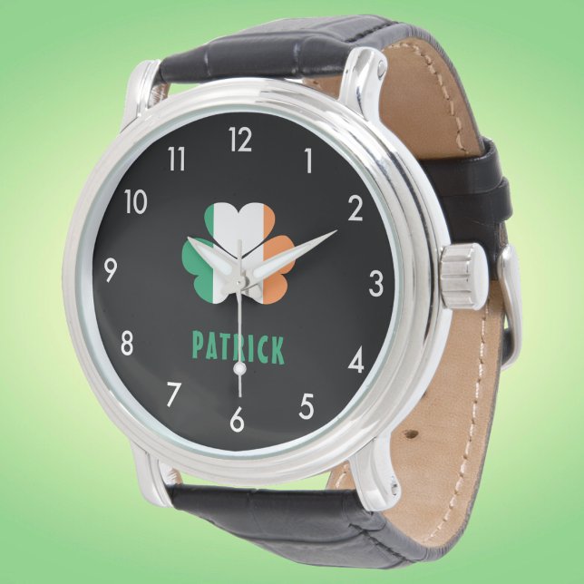 Anpassat namn Celtic Ireland Shamrock Irish Flagga Armbandsur (Skapare uppladdad)