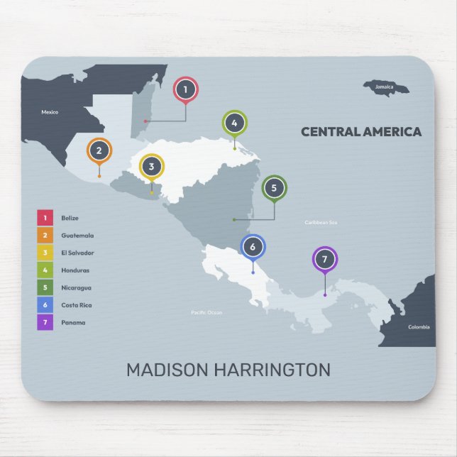 Anpassat namn Centralamerika Karta Musmatta (Framsidan)