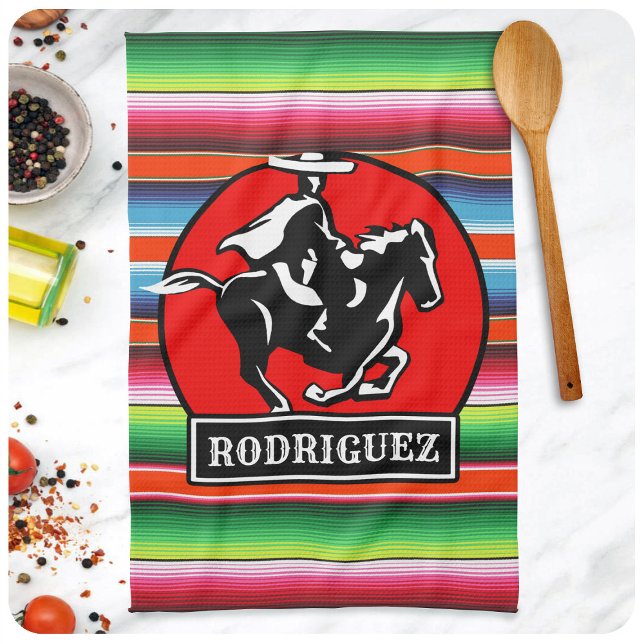 Anpassat namn Charro Horse Spain Mexican Serape Kökshandduk (Skapare uppladdad)