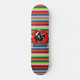 Anpassat namn Charro Horse Spain Mexican Serape Mini Skateboard Bräda 18,5 Cm