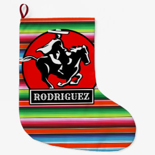 Anpassat namn Charro Horse Spain Mexican Serape Stor Julstrumpa