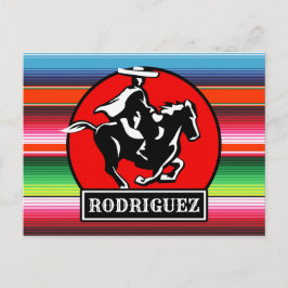 Anpassat namn Charro Horse Spain Mexican Serape Vykort
