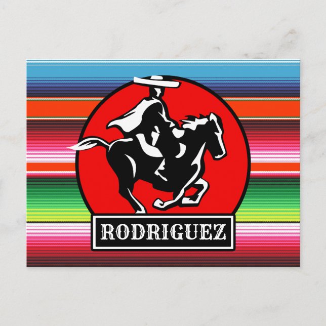 Anpassat namn Charro Horse Spain Mexican Serape Vykort (Framsida)