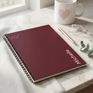 Anpassat namn Chic Minimalist Burgundy & Rosa Anteckningsbok