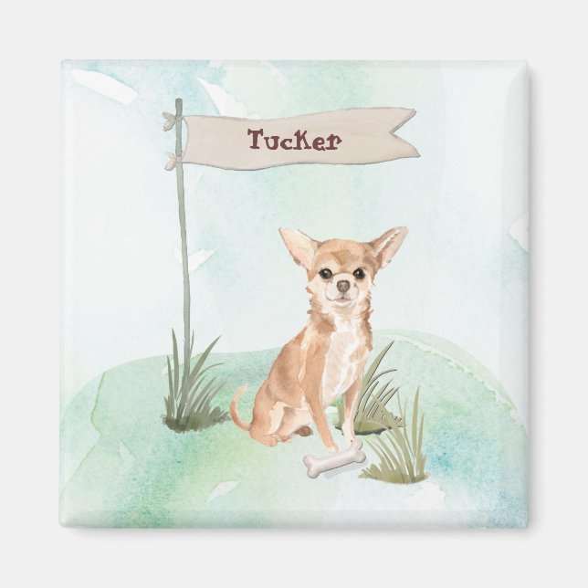 Anpassat namn Chihuahua Pet-Hund Magnet (Framsidan)