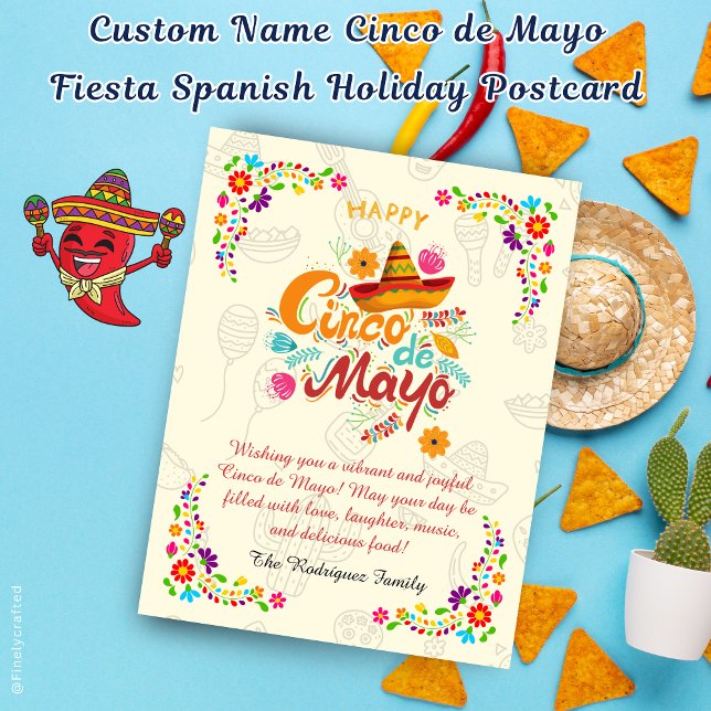 Anpassat namn Cinco de Mayo Fiesta Spanska Helgdag Vykort (Skapare uppladdad)