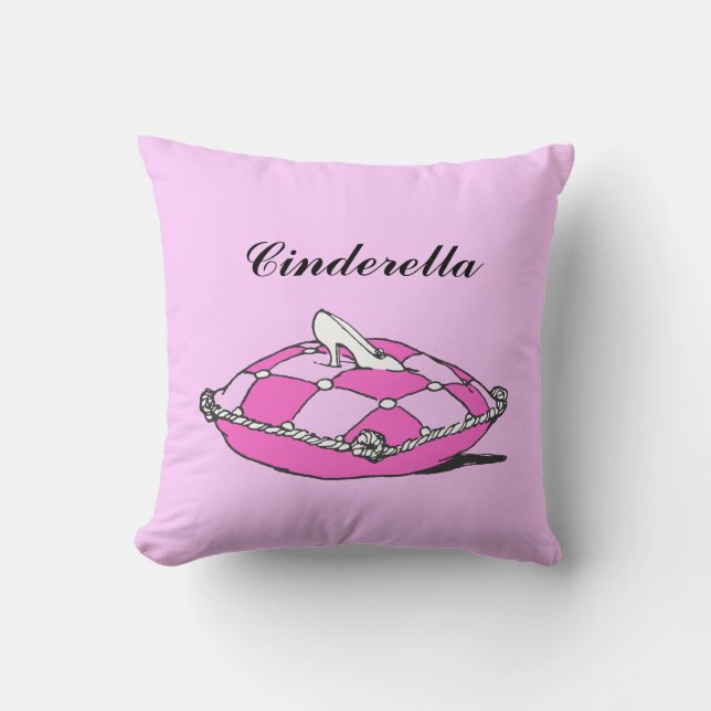 Anpassat namn Cinderella Slipper Rosa Pillow Kudde (Framsida)