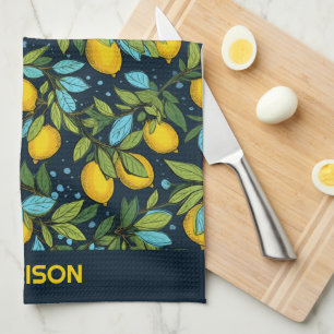 Anpassat Namn Citron Mönster Kökshandduk