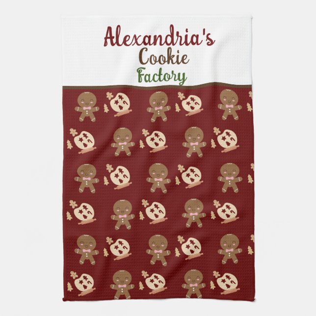 Anpassat namn Cookie Factory Chef Cooking Kökshandduk (Vertikal)