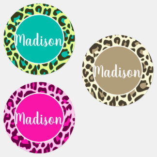 Anpassat Namn Cool Leopard Djurtryck Ljus Färg Klistermärke