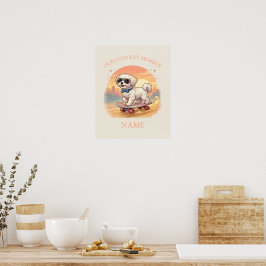 Anpassat Namn Cool Maltese Hund Skateboardåkare Poster