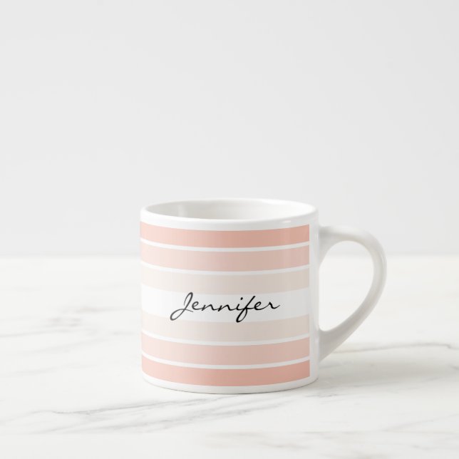 Anpassat namn Coral Pastel Rand Espresso Mugg Espressomugg (Höger)