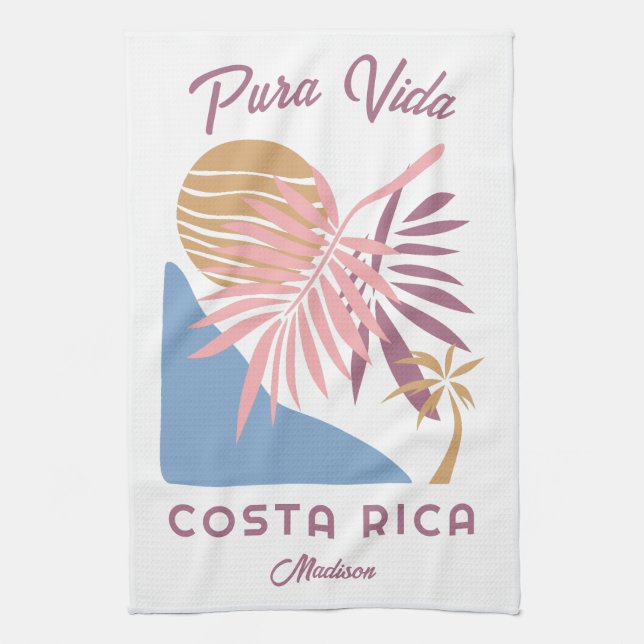 Anpassat namn Costa Rica Motto Pura Vida Kökshandduk (Vertikal)
