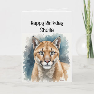 Anpassat namn Cougar Birthday Funny Kort