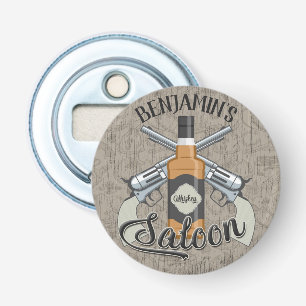 Anpassat NAMN Cowboy Revolver Gun Whiskey Saloon Flasköppnare