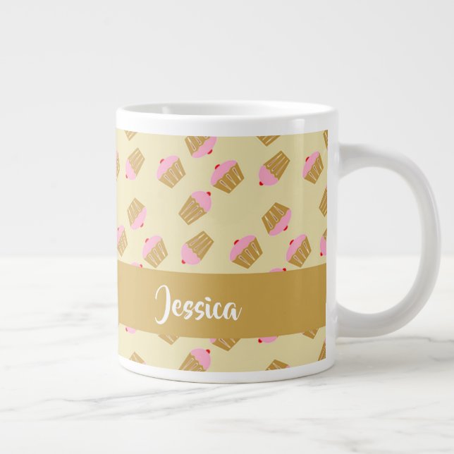 Anpassat namn cupcakes mönster jumbo mugg (Höger)
