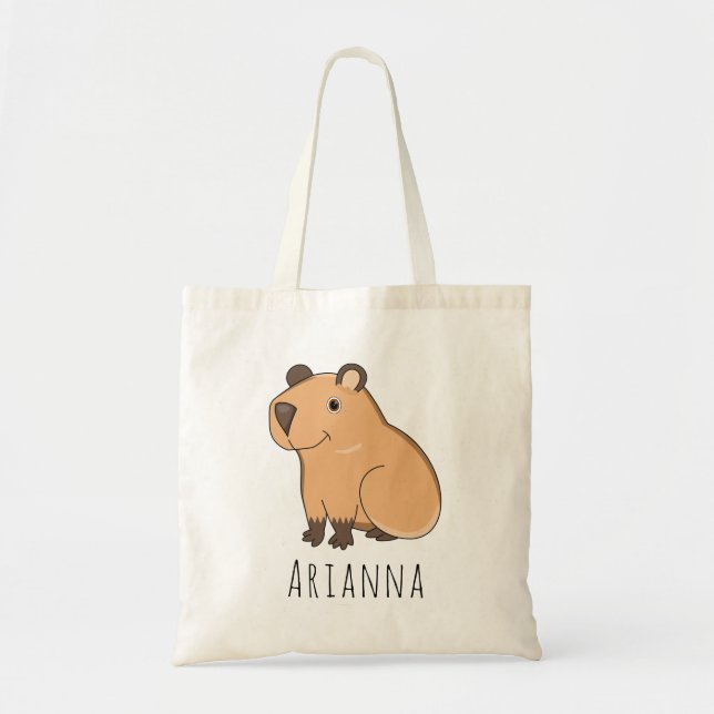 Anpassat namn Cute Capybara Kids Tote Bag Tygkasse (Framsidan)