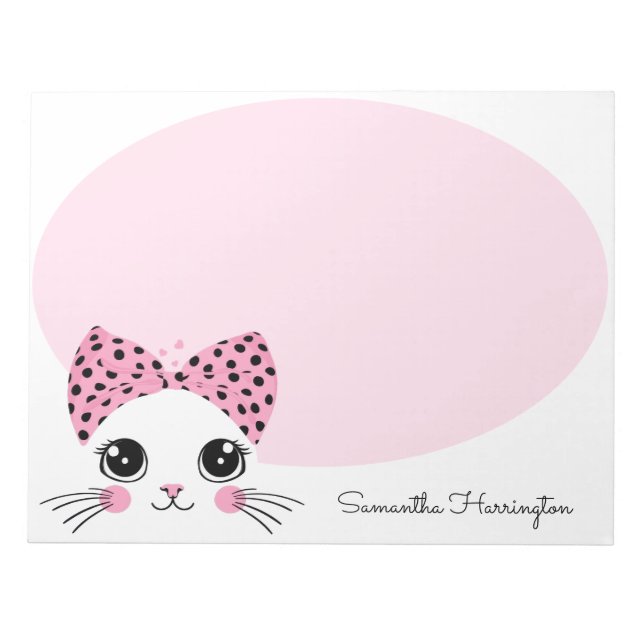 Anpassat namn Cute Cat Ansikte Anteckningsblock (Framsida)