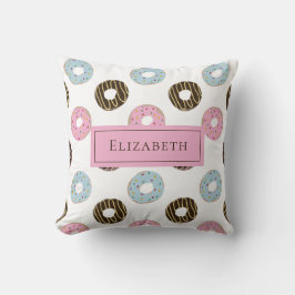 Anpassat namn Cute Donuts Pastel Sweet Tooth Text Kudde
