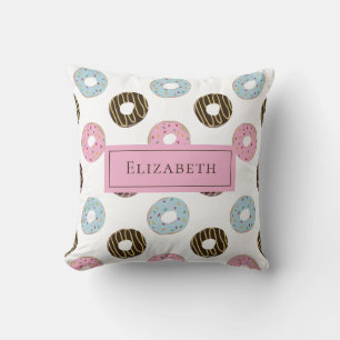 Anpassat namn Cute Donuts Pastel Sweet Tooth Text Kudde