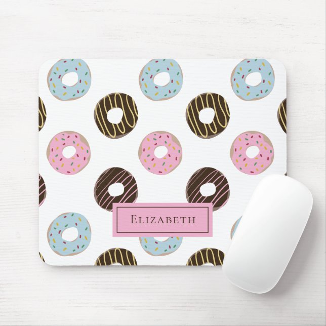 Anpassat namn Cute Donuts Pastel Sweet Tooth Text Musmatta (Med mus)