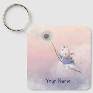 Anpassat namn Cute Fantasy Mouse Dandelion Keychai Nyckelring