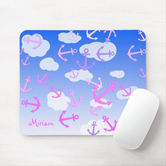Anpassat namn, Cute Flytande ankare, Pastel Färg Musmatta (Med mus)